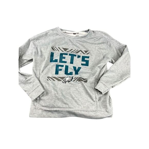 Women’s NFL Team Apparel M Gray Eagles “Let’s Fly” Sweatshirt – Excellent Cond - Picture 1 of 10